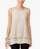 Alfani Petite Perforated Layered-hem Top, Only At Macy's