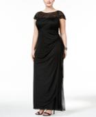 Msk Plus Size Embellished Ruched Cascade Gown