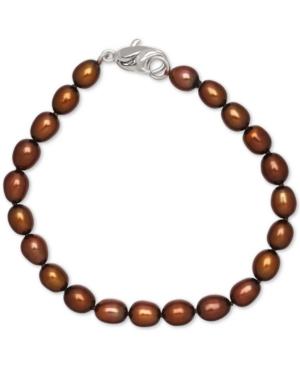 Honora Style Chocolate Cultured Freshwater Pearl Bracelet In Sterling Silver (7-8mm)