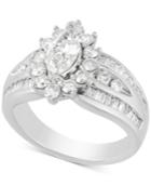 Diamond Marquise Cluster Engagement Ring (2 Ct. T.w.) In 14k White Gold
