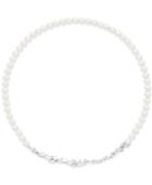 Swarovski Silver-tone Crystal & Imitation Pearl 15-3/4 Collar Necklace