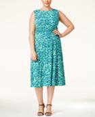 Jessica Howard Plus Size Sleeveless Printed Midi Dress