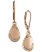 Carolee Rose Gold-tone And Crystal Teardrop Drop Earrings