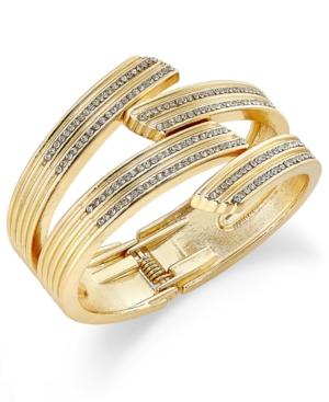 Inc International Concepts Gold-tone Pave Crystal Crossed Cuff Bracelet, Created For Macy's