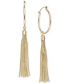 Thalia Sodi Gold-tone Chain Tassel Hoop Earrings, Created For Macy's