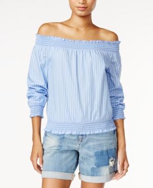 Tommy Hilfiger Striped Off-the-shoulder Top, Only At Macy's