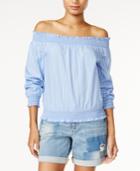 Tommy Hilfiger Striped Off-the-shoulder Top, Only At Macy's