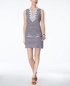 Charter Club Petite Embroidered Striped Shift Dress, Only At Macy's