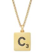 "scrabble 14k Gold Over Sterling Silver Black Diamond Accent ""c"" Initial Pendant Necklace"