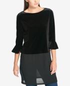 Tommy Hilfiger Velvet Mixed-media Tunic, Created For Macy's