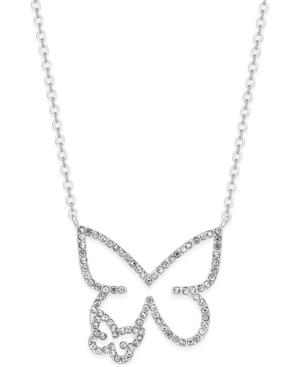 Inc International Concepts Silver-tone Pave Double Butterfly Pendant Necklace, Only At Macy's
