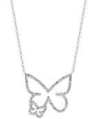 Inc International Concepts Silver-tone Pave Double Butterfly Pendant Necklace, Only At Macy's