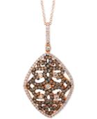 Le Vian Chocolatier Chocolate And White Diamond Swirled Pendant Necklace (1-1/10 Ct. T.w.) In 14k Rose Gold