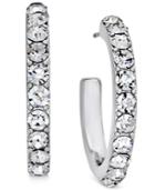 Charter Club Silver-tone Crystal Hoop Earrings, Only At Macy's