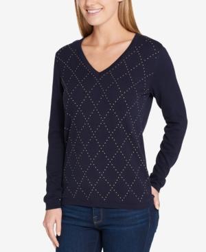 Tommy Hilfiger Studded Argyle Sweater, Created For Macy's