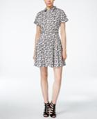 Cece By Cynthia Steffe Printed Button-down Fit & Flare Dress