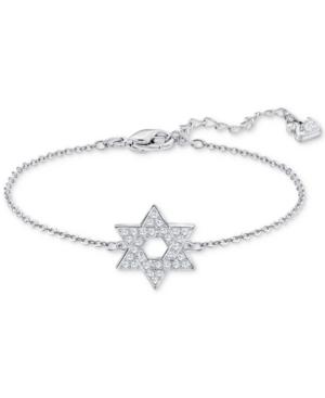 Swarovski Silver-tone Crystal Star Of David Chain Bracelet