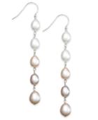 Multi-colored Cultured Freshwater Pearl Linear Earrings In Sterling Silver (7mm)