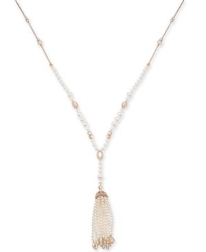Danori Gold-tone Crystal & Imitation Pearl Tassel Pendant Necklace, 20 + 1 Extender, Created For Macy's