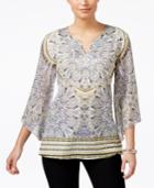 Jm Collection Embellished Chiffon-sleeve Top, Only At Macy's