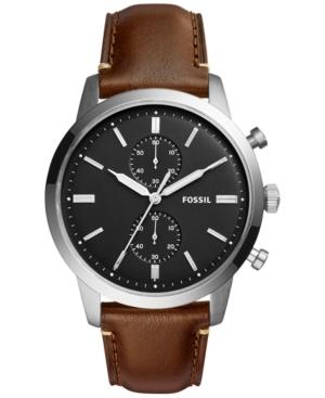 Fossil Men's Chronograph Townsman Dark Brown Leather Strap Watch 44mm Fs5280