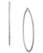 Sterling Silver Earrings, Diamond Accent Extra Large Hoop Earrings