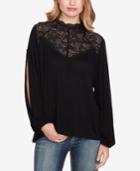 Jessica Simpson Juniors' Lace-inset Split-sleeve Blouse