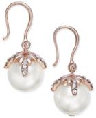Charter Club Rose Gold-tone Imitation Pearl And Pave Drop Earrings, Only At Macy's