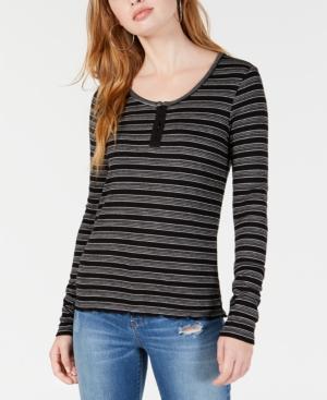 Hippie Rose Juniors' Striped Henley T-shirt