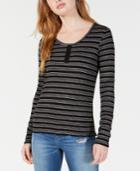Hippie Rose Juniors' Striped Henley T-shirt