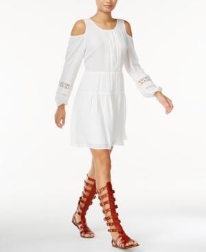 Bar Iii Embroidered Cold-shoulder Dress, Only At Macy's
