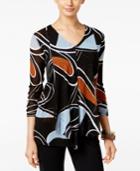 Alfani Printed Mesh Ruffled Top, Only At Macy's