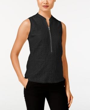 Calvin Klein Zip-front Mixed-media Top