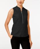 Calvin Klein Zip-front Mixed-media Top