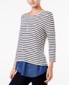Maison Jules Striped Layered-look Top, Only At Macy's