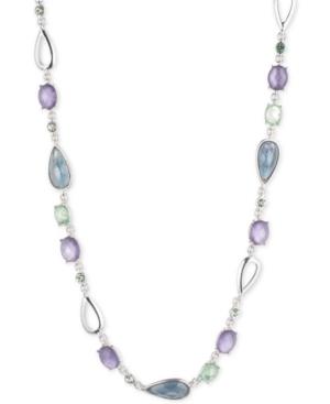 Anne Klein Silver-tone Aqua Crystal Necklace