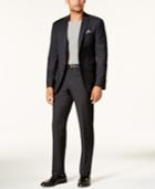 Dkny Men's Slim-fit Black & Blue Charcoal Tonal Suit