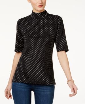 Karen Scott Mock-neck Dot-print Top, Only At Macy's