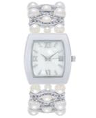 Charter Club Women's Silver-tone Imitation Pearl & Pave Bracelet Watch 29mm, Created For Macy'
