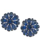 Carolee Silver-tone Blue Crystal Cluster Clip-on Earrings