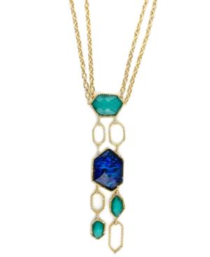 Jill Zarin Necklace, 14k Gold-plated Blue And Green Stone Statement Necklace