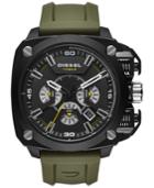 Diesel Men's Chronograph Bamf Olive Silicone Strap Watch 52x57mm Dz7369