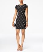 Betsy & Adam Short-sleeve Embellished Sheath Dress