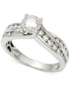 Diamond Halo Channel Set Engagement Ring (1 Ct. T.w.) In 14k White Gold