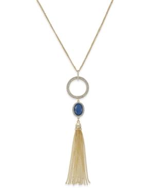 Inc International Concepts Gold-tone Circle, Stone, And Tassel Lariat Necklace, Only At Macy's