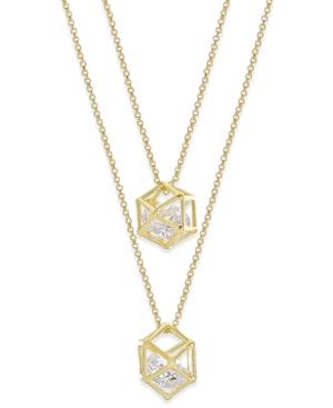 Abs By Allen Schwartz Gold-tone Layered Caged Crystal Pendant Necklace