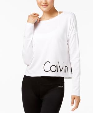 Calvin Klein Performance Long-sleeve Cropped Logo T-shirt