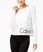 Calvin Klein Performance Long-sleeve Cropped Logo T-shirt