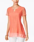 Jm Collection Chiffon-trim Keyhole Top, Only At Macy's