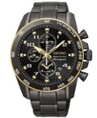 Seiko Watch, Men's Chronograph Sportura Black Ion-finished Stainless Steel Bracelet 42mm Snaf34